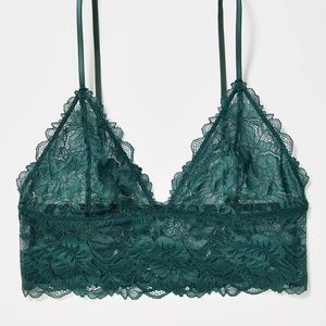 NWT Free People Everyday Lace Longline Bralette NWT in Evergreen